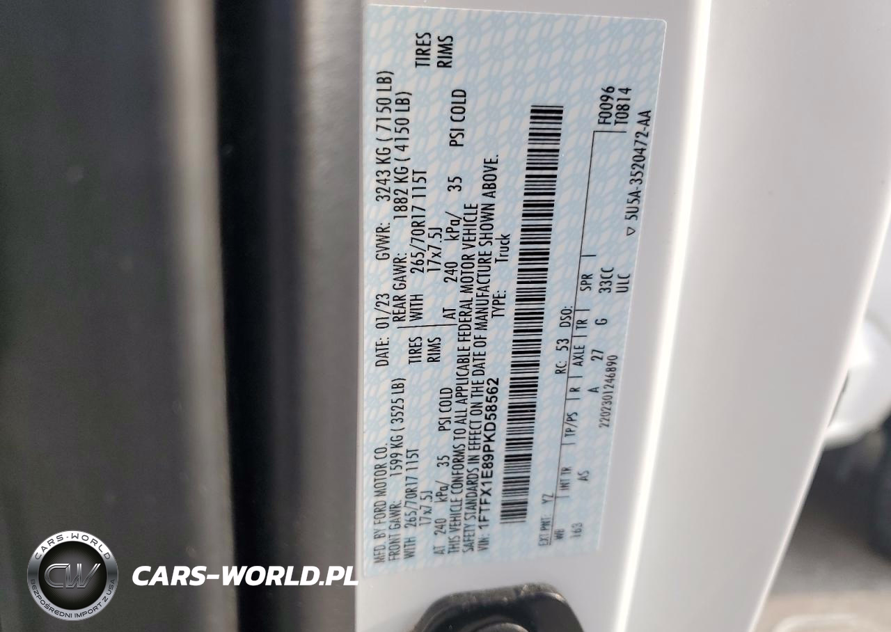 2023 Ford F150 Super Cab VIN:1FTFX1E89PKD58562 - 12