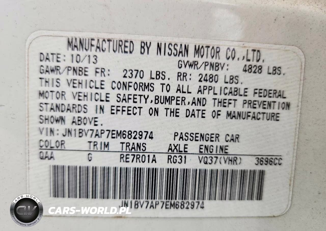 2014 Infiniti Q50 Base VIN:JN1BV7AP7EM682974 - 12