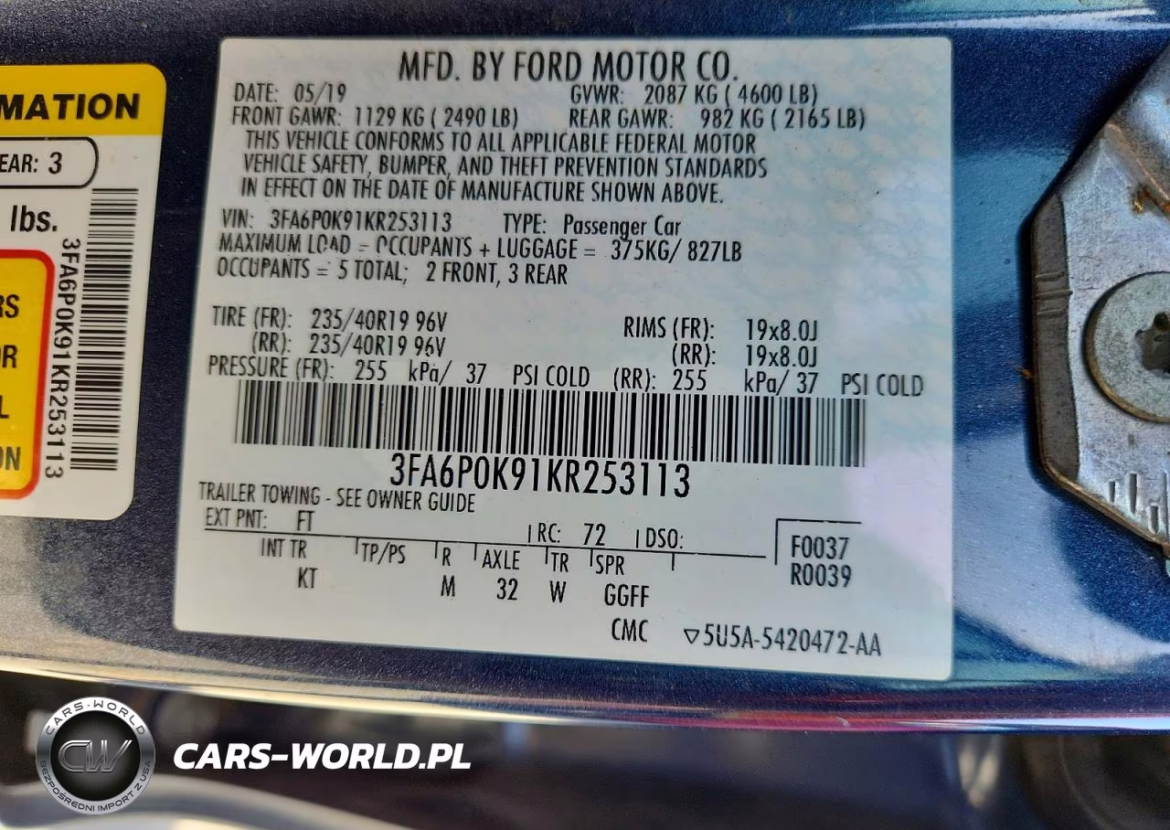 2019 Ford Fusion Titanium VIN:3FA6P0K91KR253113 - 12