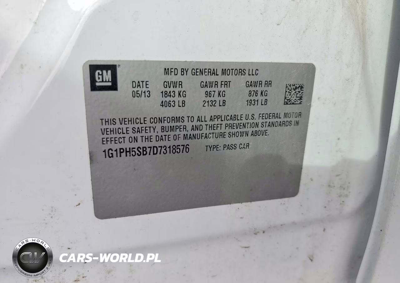 2013 Chevrolet Cruze Eco VIN:1G1PH5SB7D7318576 - 12