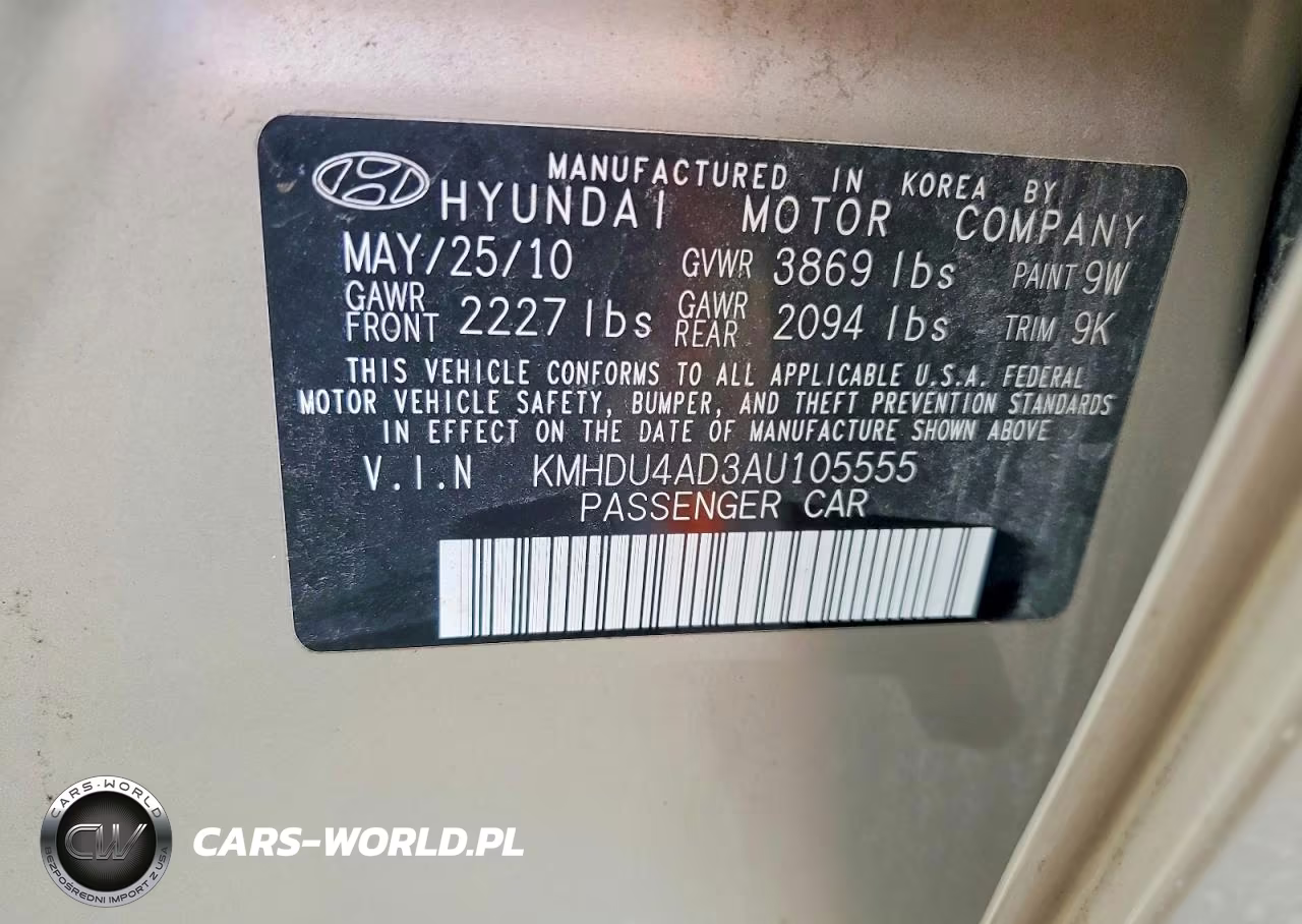 2010 Hyundai Elantra Gls VIN:KMHDU4AD3AU105555 - 13