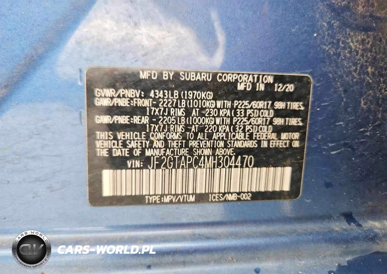 2021 Subaru Crosstrek Premium VIN:JF2GTAPC4MH304470 - 13