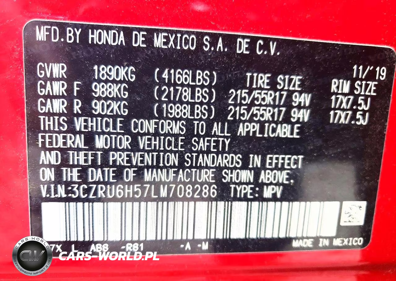 2020 Honda Hr-V Ex VIN:3CZRU6H57LM708286 - 12