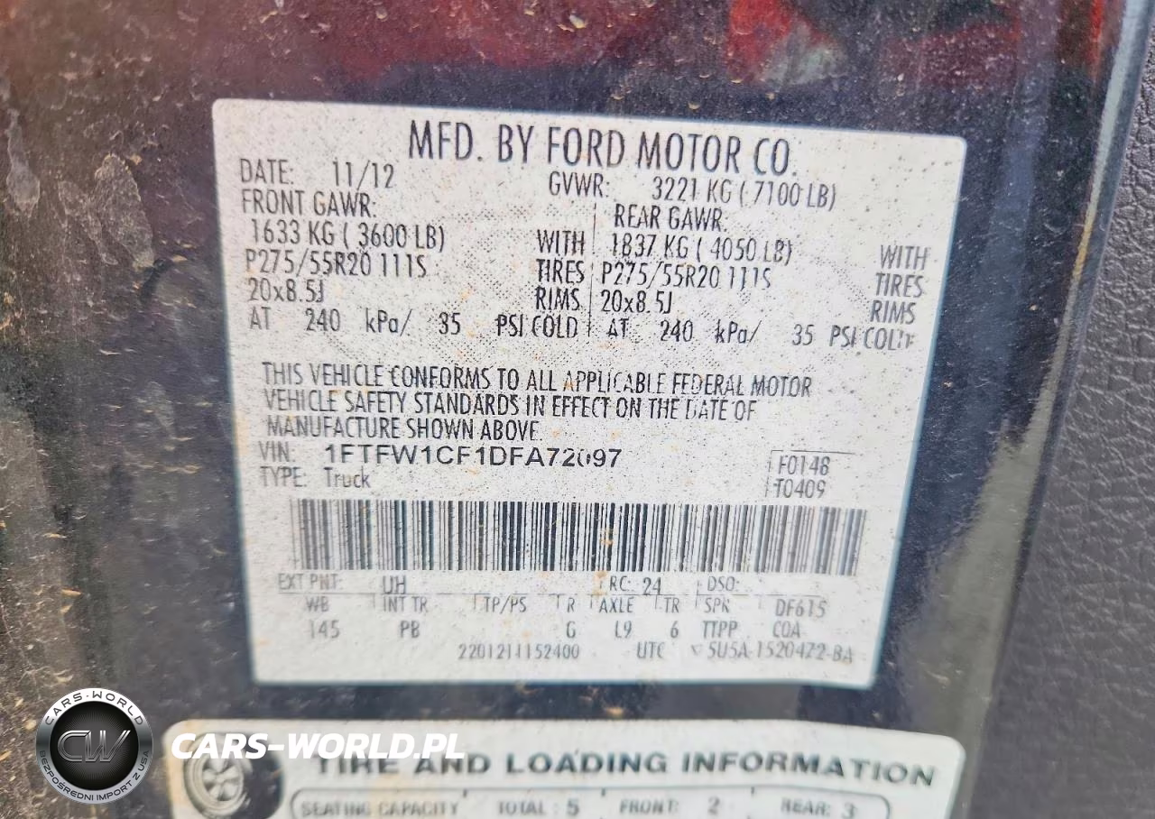 2013 Ford F150 Supercrew VIN:1FTFW1CF1DFA72097 - 12