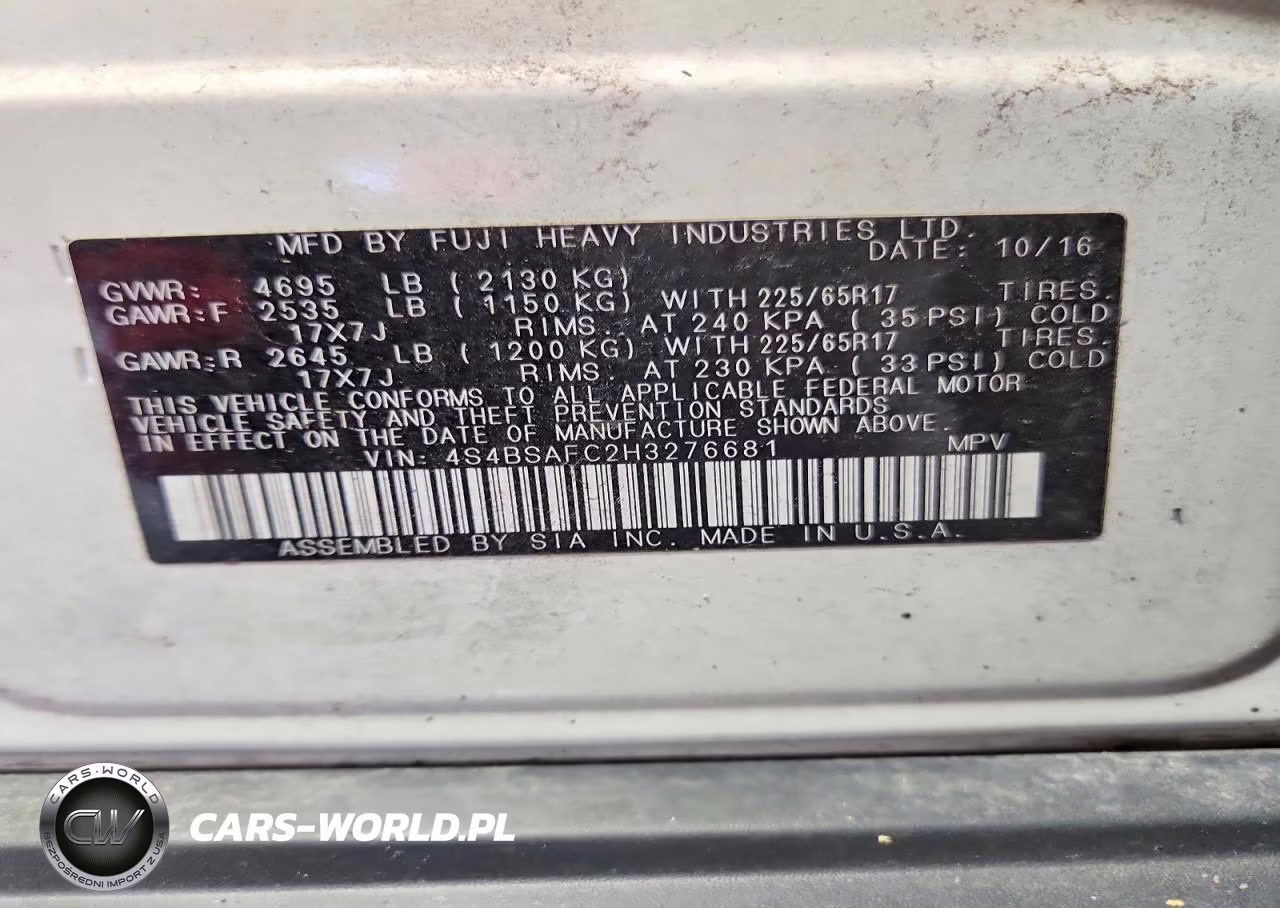 2017 Subaru Outback 2.5I Premium VIN:4S4BSAFC2H3276681 - 12