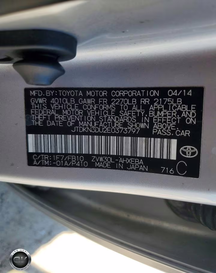 2014 Toyota Prius Two VIN:JTDKN3DU2E0373797 - 12