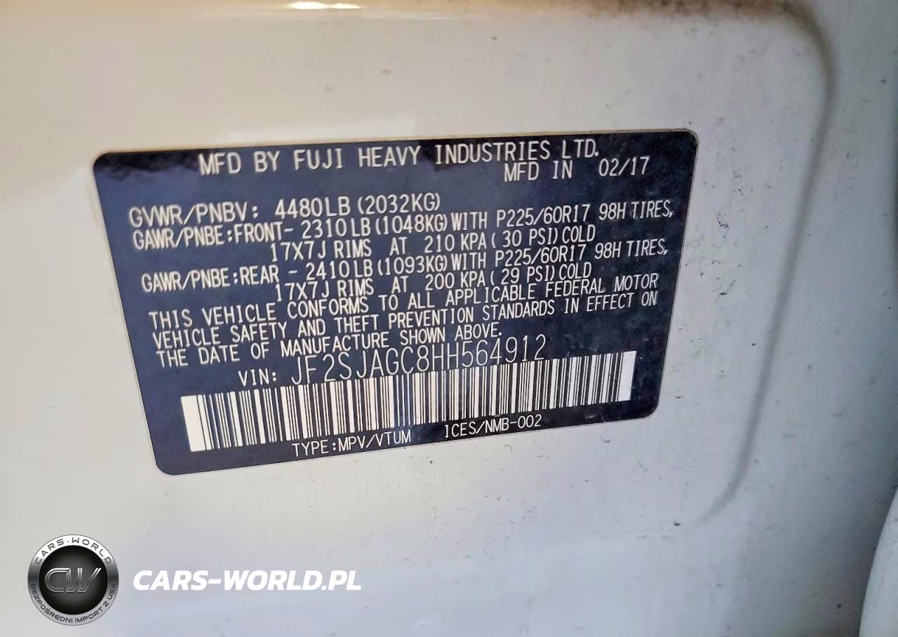 2017 Subaru Forester 2.5I Premium VIN:JF2SJAGC8HH564912 - 14