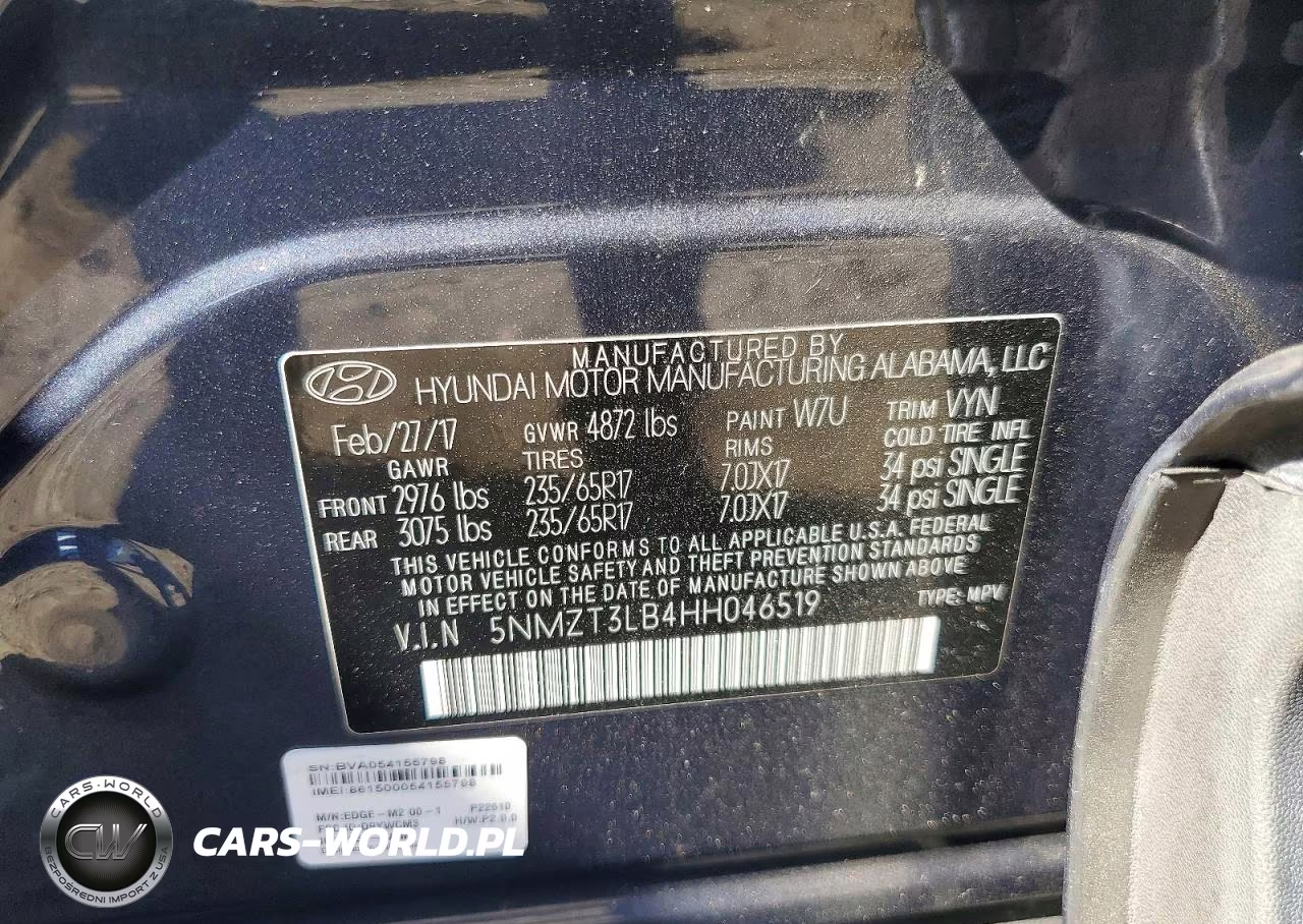 2017 Hyundai Santa Fe Sport 2.4L VIN:5NMZT3LB4HH046519 - 13