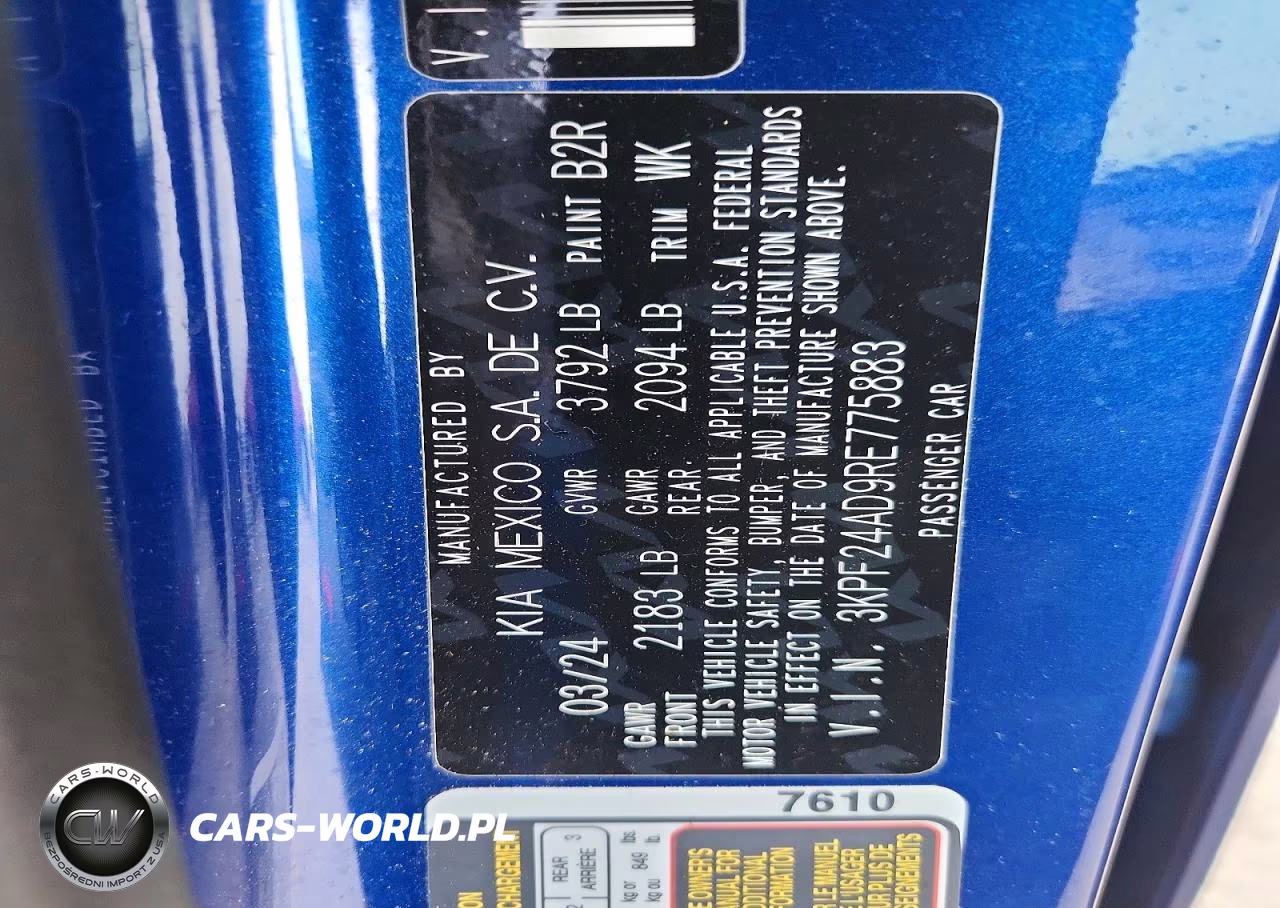 2024 Kia Forte Lxs VIN:3KPF24AD9RE775883 - 13