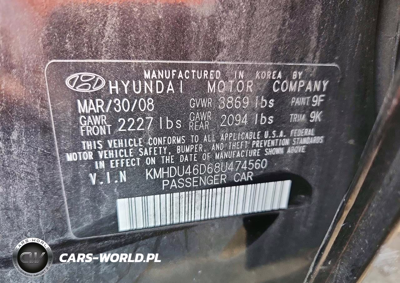 2008 Hyundai Elantra Gls VIN:KMHDU46D68U474560 - 12