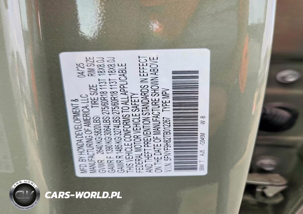 2026 Honda Passport Trailsport Elite VIN:5FNYF9H82TB012267 - 14