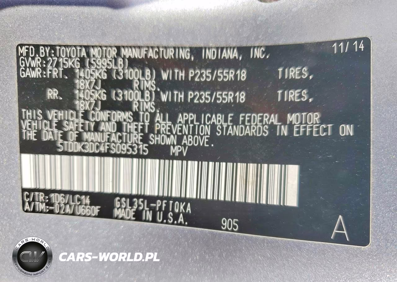 2015 Toyota Sienna Xle 7-Passenger VIN:5TDDK3DC4FS095315 - 14