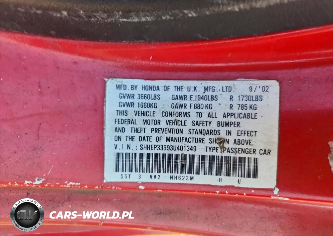 2003 Honda Civic Si VIN:SHHEP33593U401349 - 12