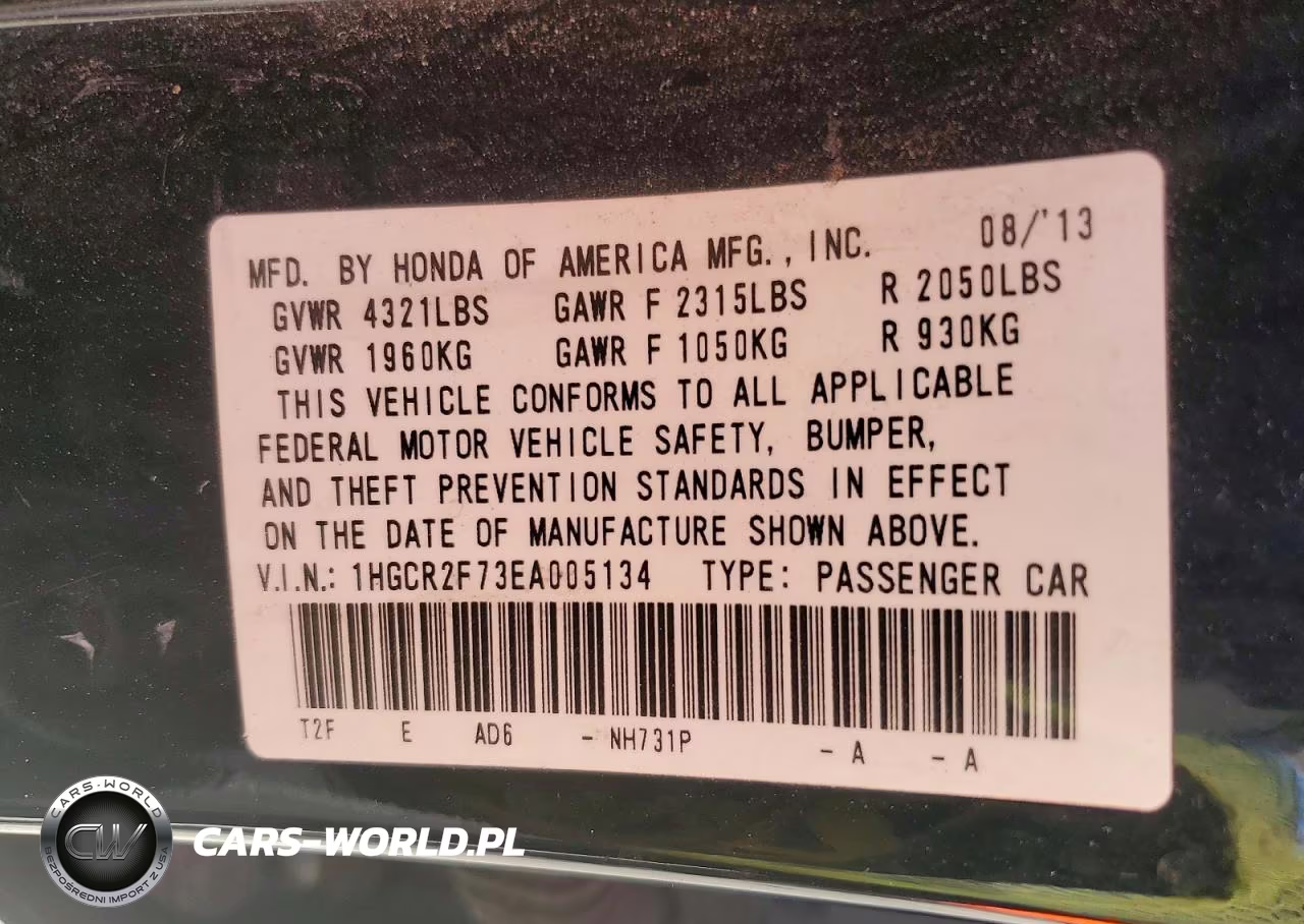 2014 Honda Accord Ex VIN:1HGCR2F73EA005134 - 12
