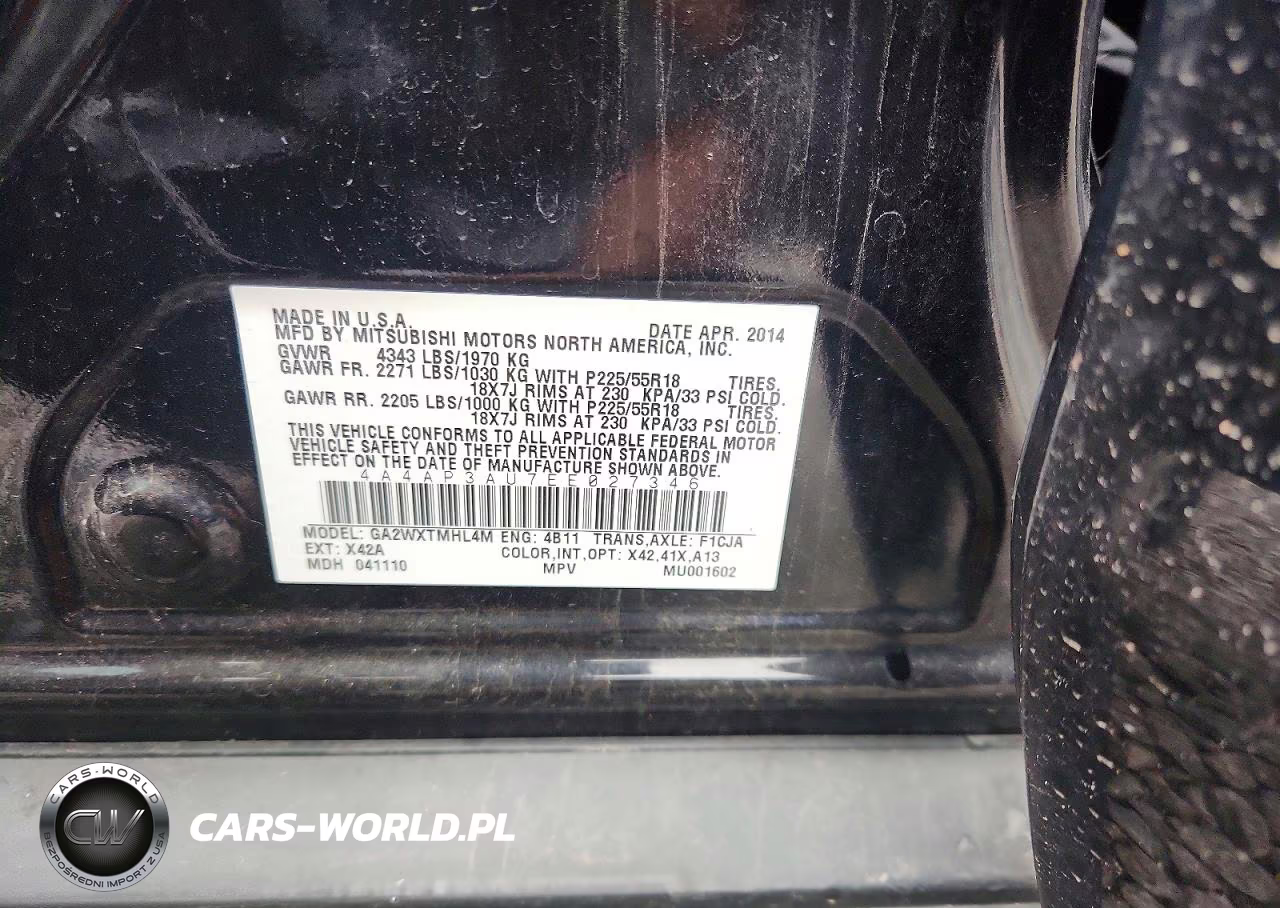 2014 Mitsubishi Outlander Sport Es VIN:4A4AP3AU7EE027346 - 12