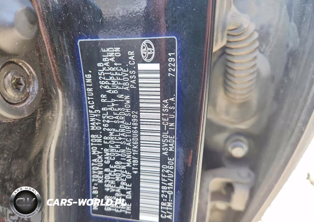 2013 Toyota Camry Se VIN:4T1BF1FK6DU648992 - 12