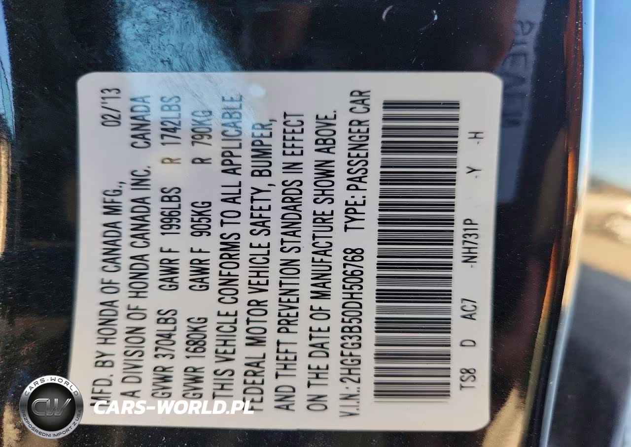 2013 Honda Civic Lx VIN:2HGFG3B50DH506768 - 12