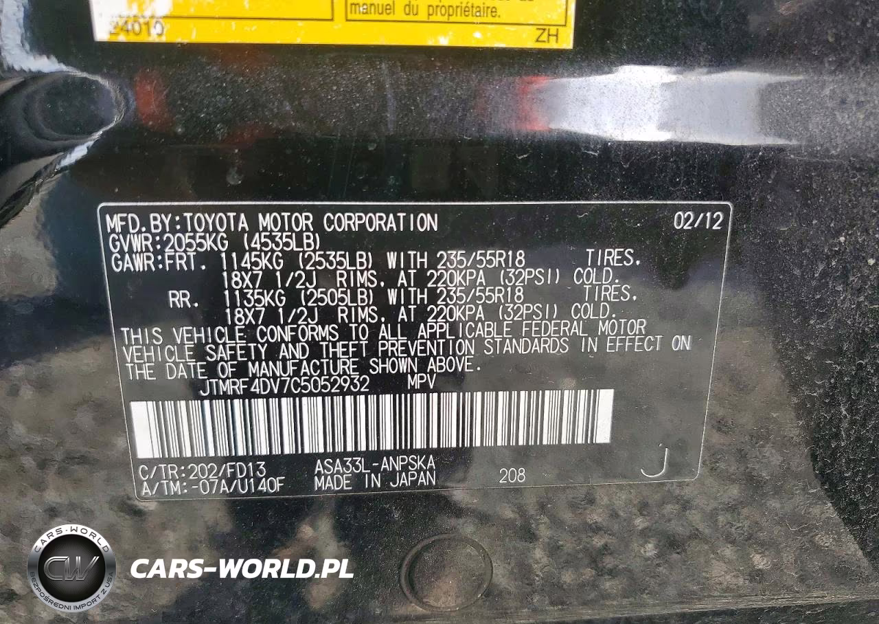 2012 Toyota Rav4 Sport VIN:JTMRF4DV7C5052932 - 13