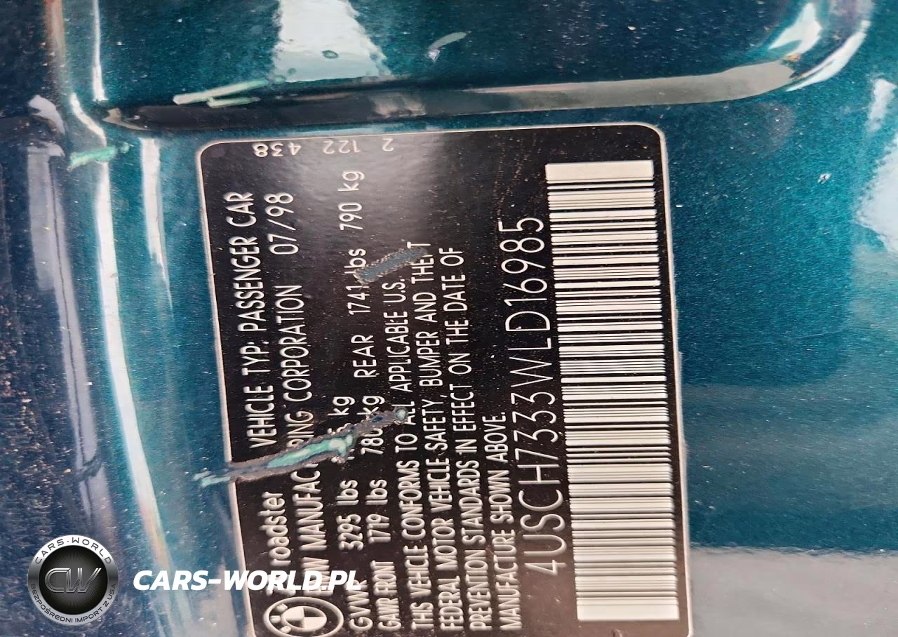 1998 BMW Z3 1.9 VIN:4USCH7333WLD16985 - 12