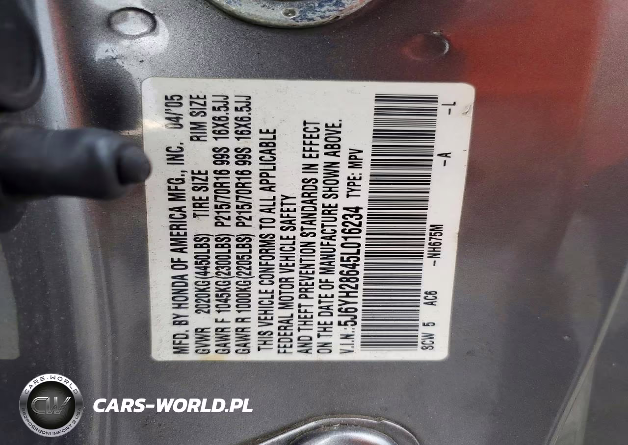2005 Honda Element Ex VIN:5J6YH28645L016234 - 13
