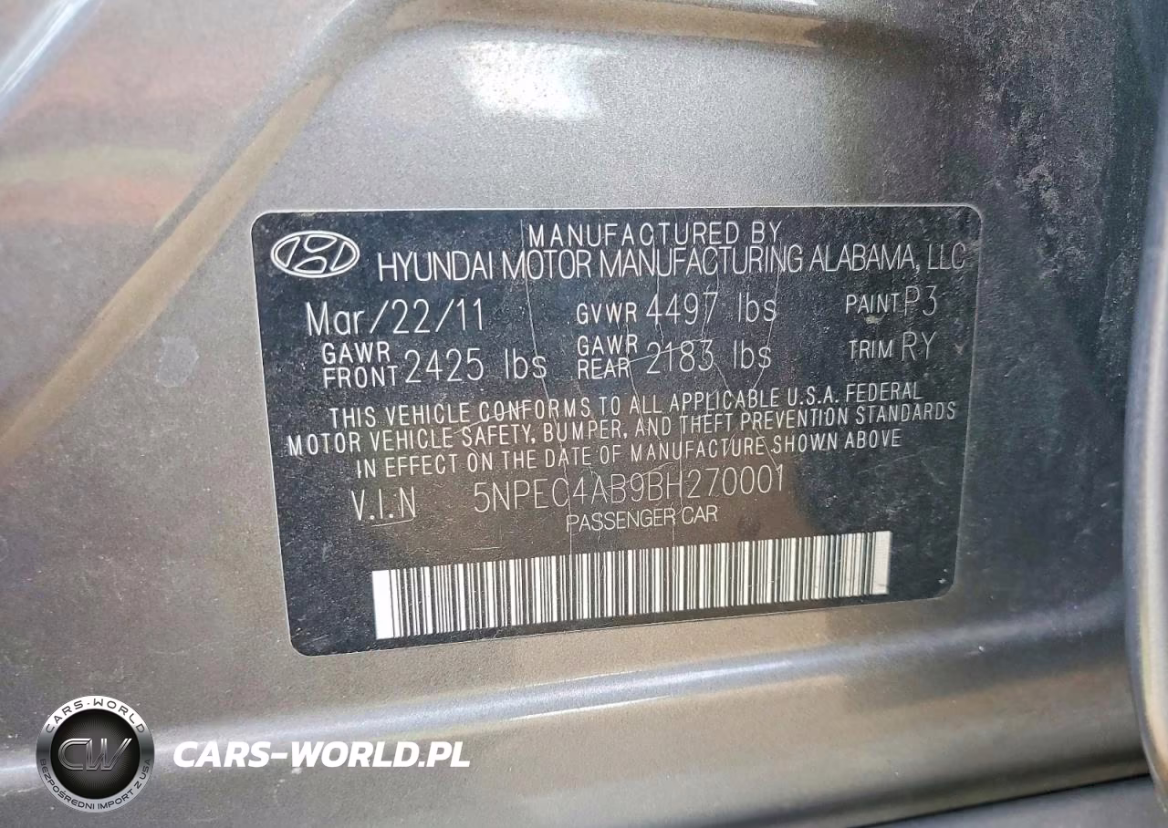 2011 Hyundai Sonata Limited 2.0T VIN:5NPEC4AB9BH270001 - 13