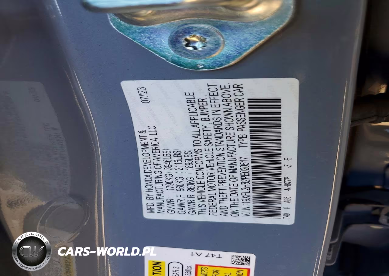 2023 Honda Civic Sport VIN:19XFL2H82PE020517 - 12
