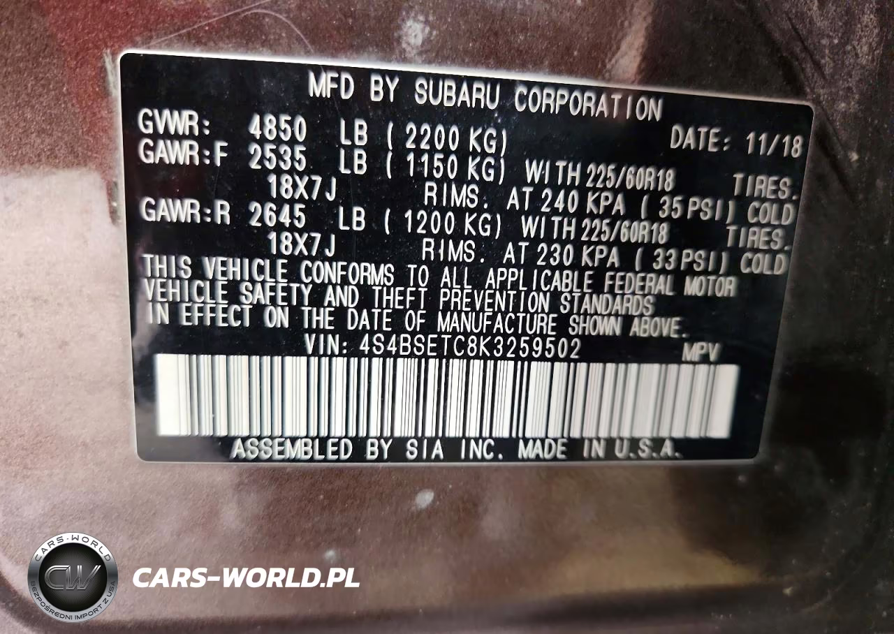 2019 Subaru Outback Touring VIN:4S4BSETC8K3259502 - 14