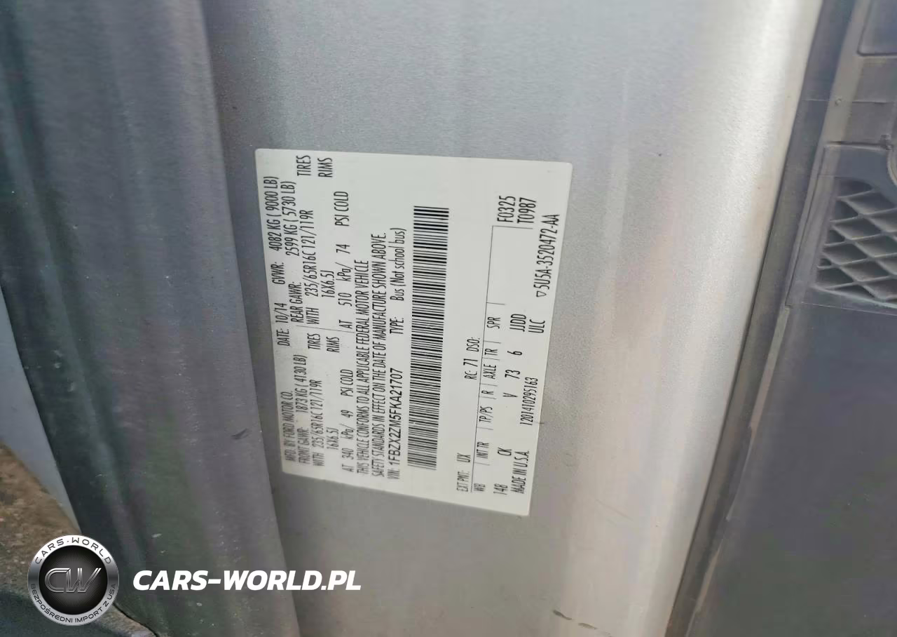 2015 Ford Transit T-350 VIN:1FBZX2ZM5FKA21707 - 13
