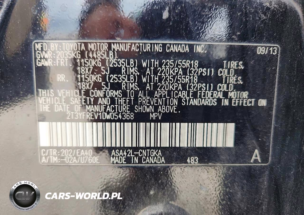 2013 Toyota Rav4 Limited VIN:2T3YFREV1DW054368 - 13