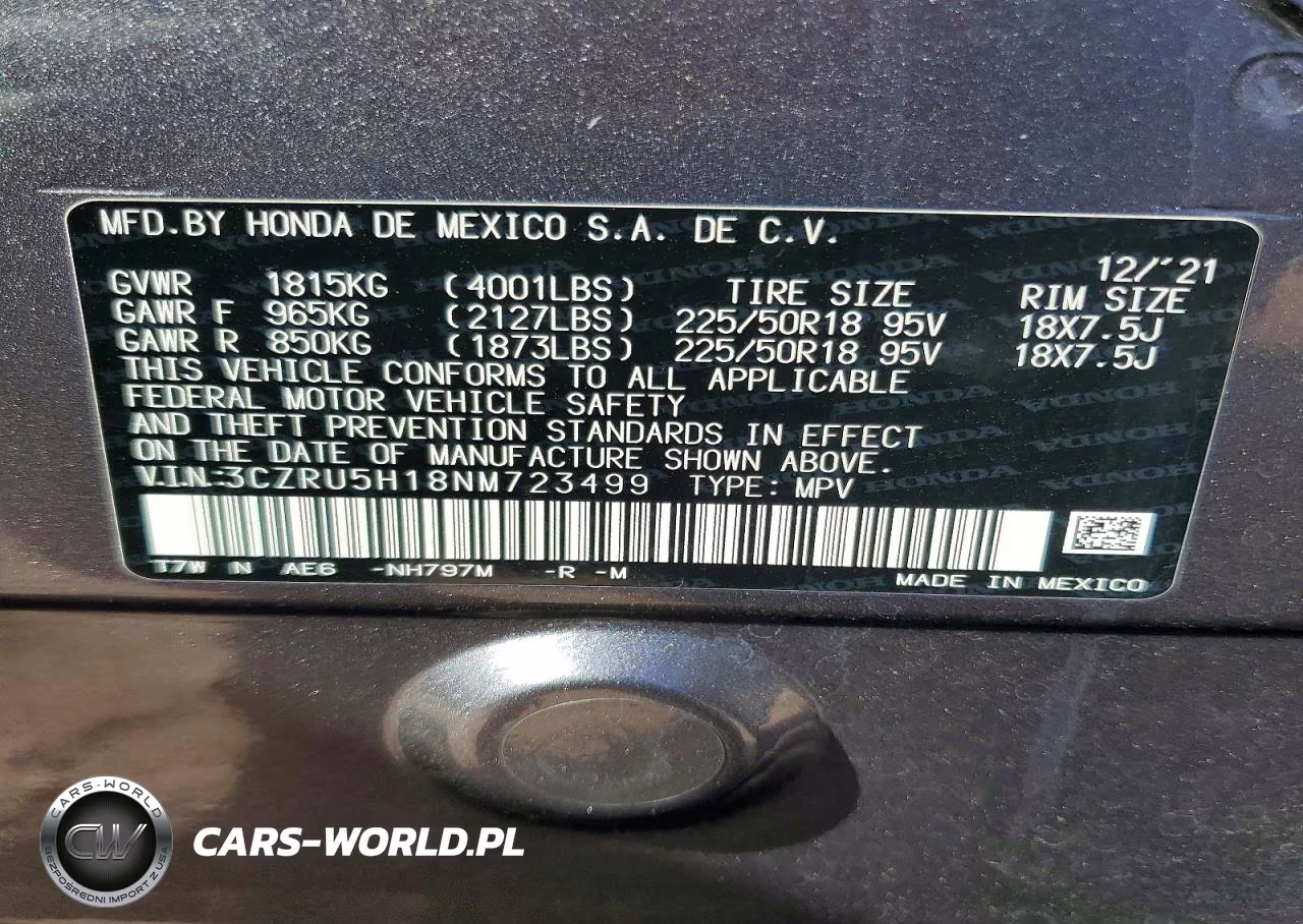 2022 Honda Hr-V Sport VIN:3CZRU5H18NM723499 - 12
