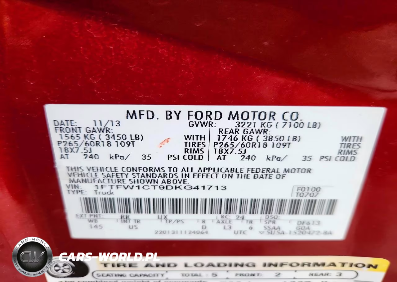 2013 Ford F150 Supercrew VIN:1FTFW1CT9DKG41713 - 12