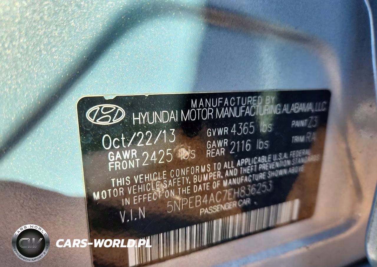 2014 Hyundai Sonata Gls VIN:5NPEB4AC7EH836253 - 13