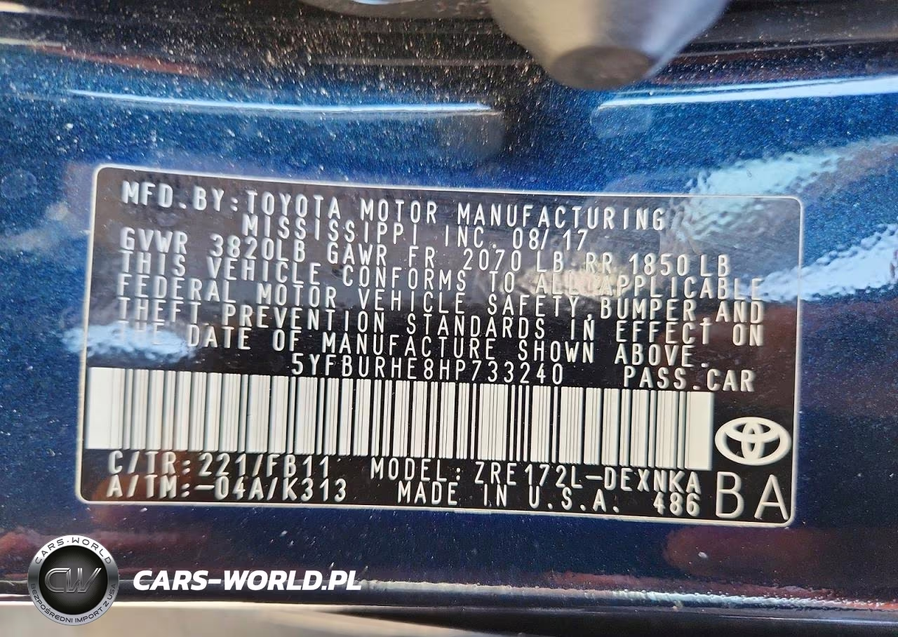 2017 Toyota Corolla Le VIN:5YFBURHE8HP733240 - 13