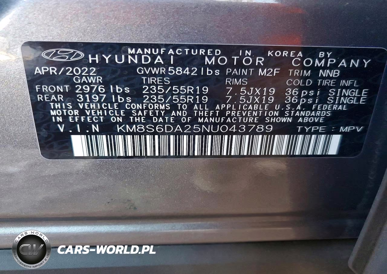 2022 Hyundai Santa Fe Sel VIN:KM8S6DA25NU043789 - 14
