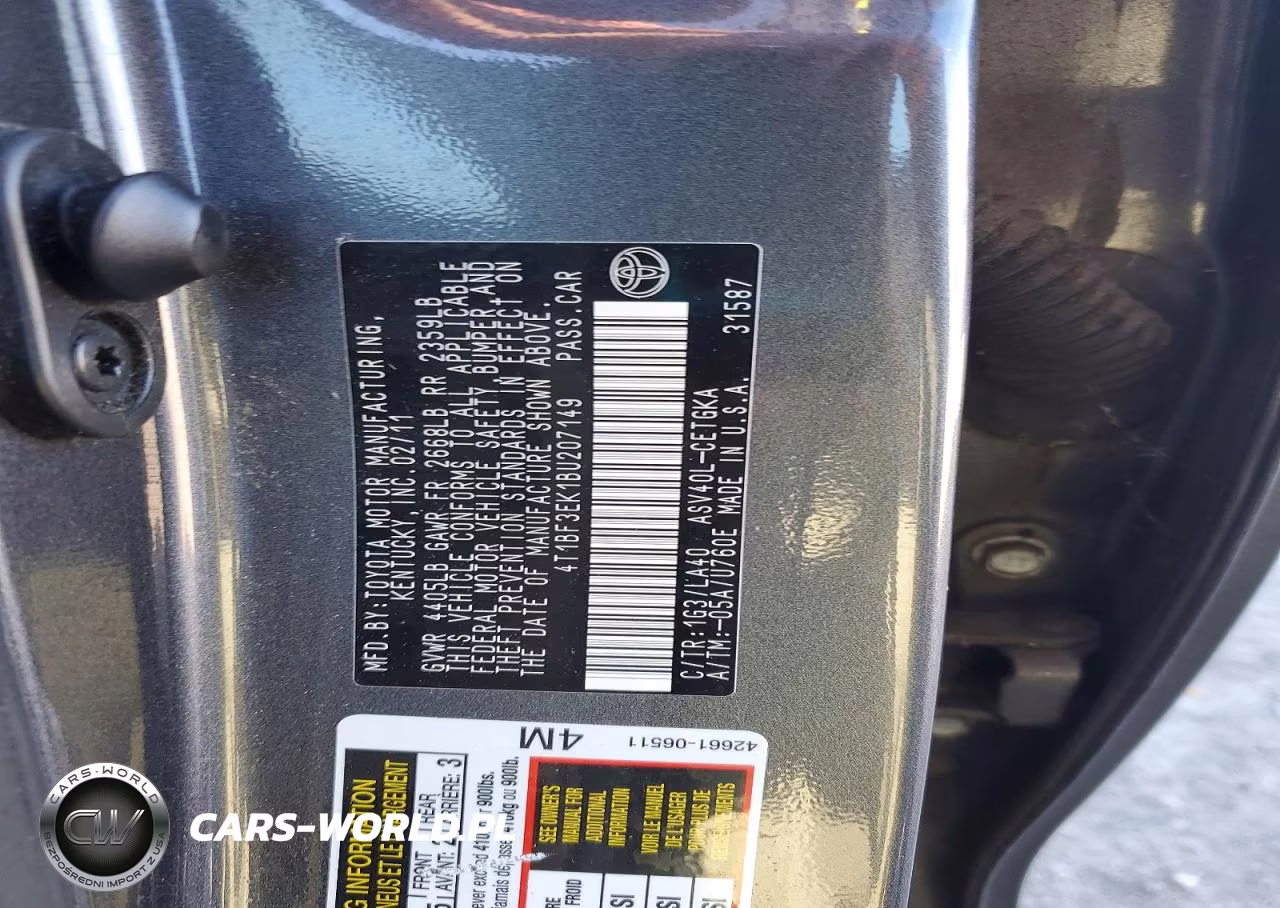 2011 Toyota Camry Xle VIN:4T1BF3EK1BU207149 - 12