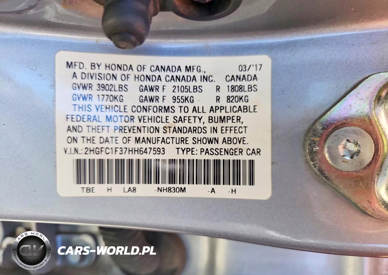 2017 Honda Civic Ex VIN:2HGFC1F37HH647593 - 12