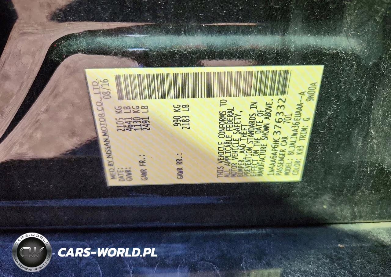2017 Nissan Maxima 3.5 Sv VIN:1N4AA6AP6HC376332 - 12