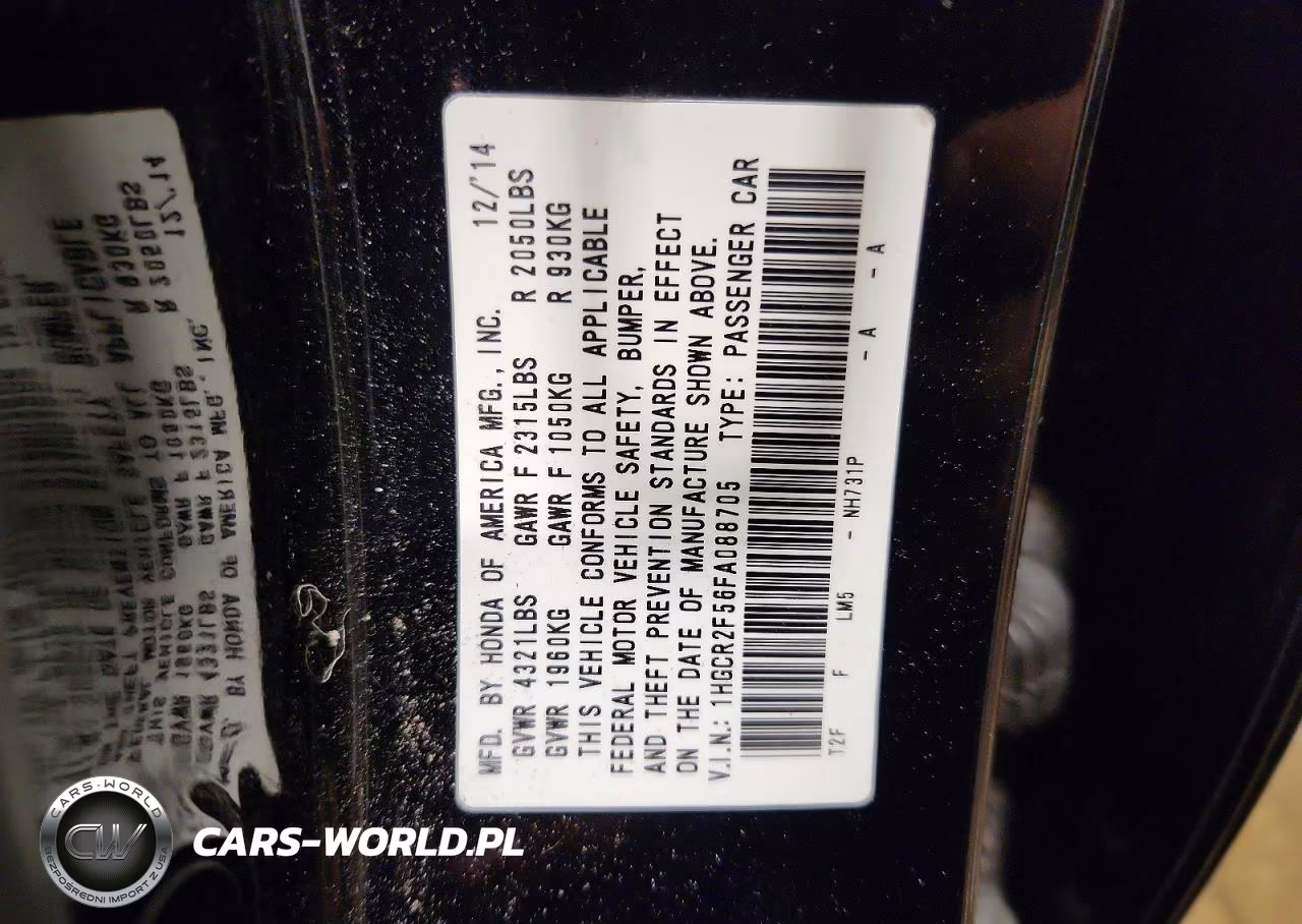 2015 Honda Accord Sport VIN:1HGCR2F56FA088705 - 12
