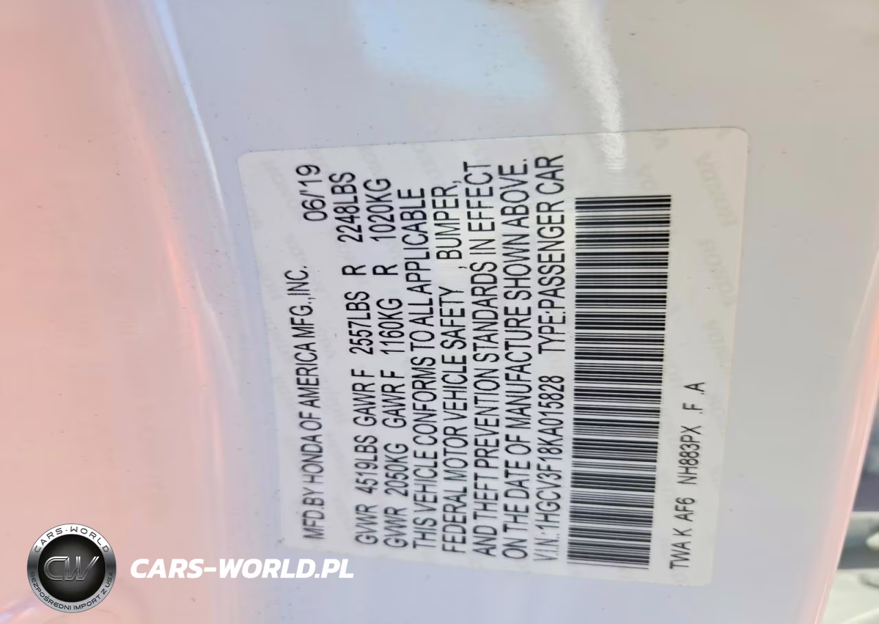 2019 Honda Accord Hybrid VIN:1HGCV3F18KA015828 - 12