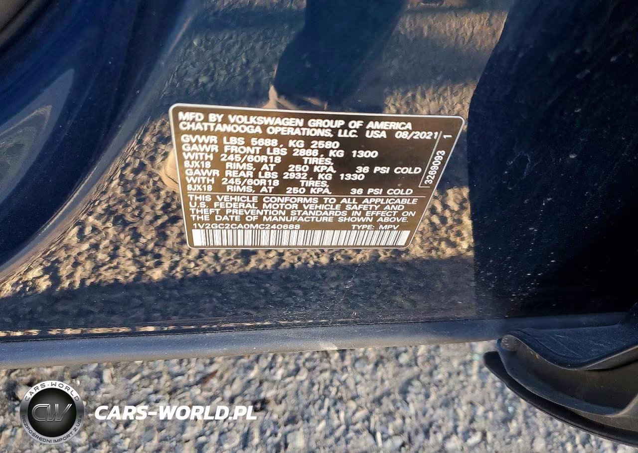 2021 Volkswagen Atlas Cross Sport S VIN:1V2GC2CA0MC240688 - 13