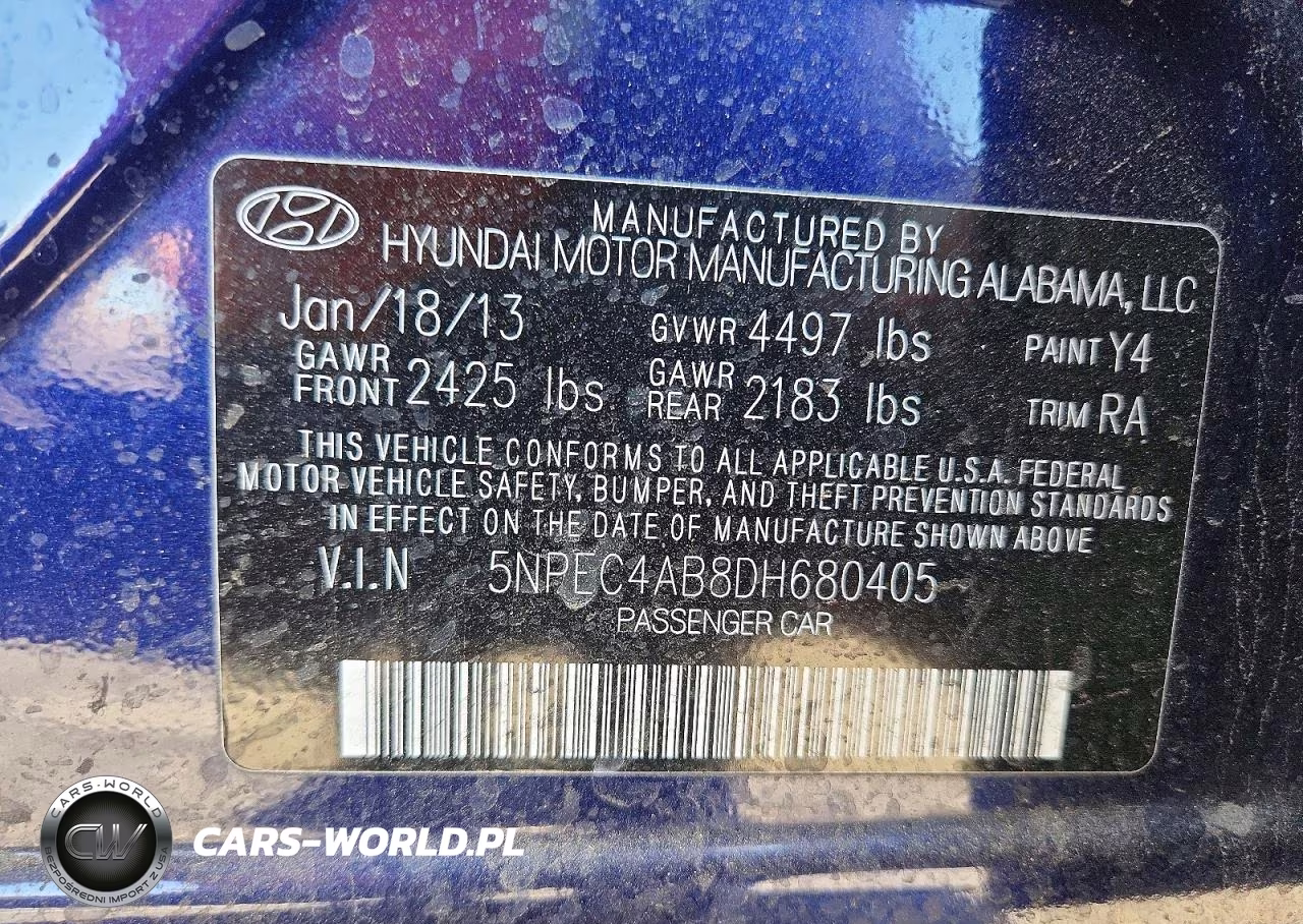 2013 Hyundai Sonata Se 2.0T VIN:5NPEC4AB8DH680405 - 12