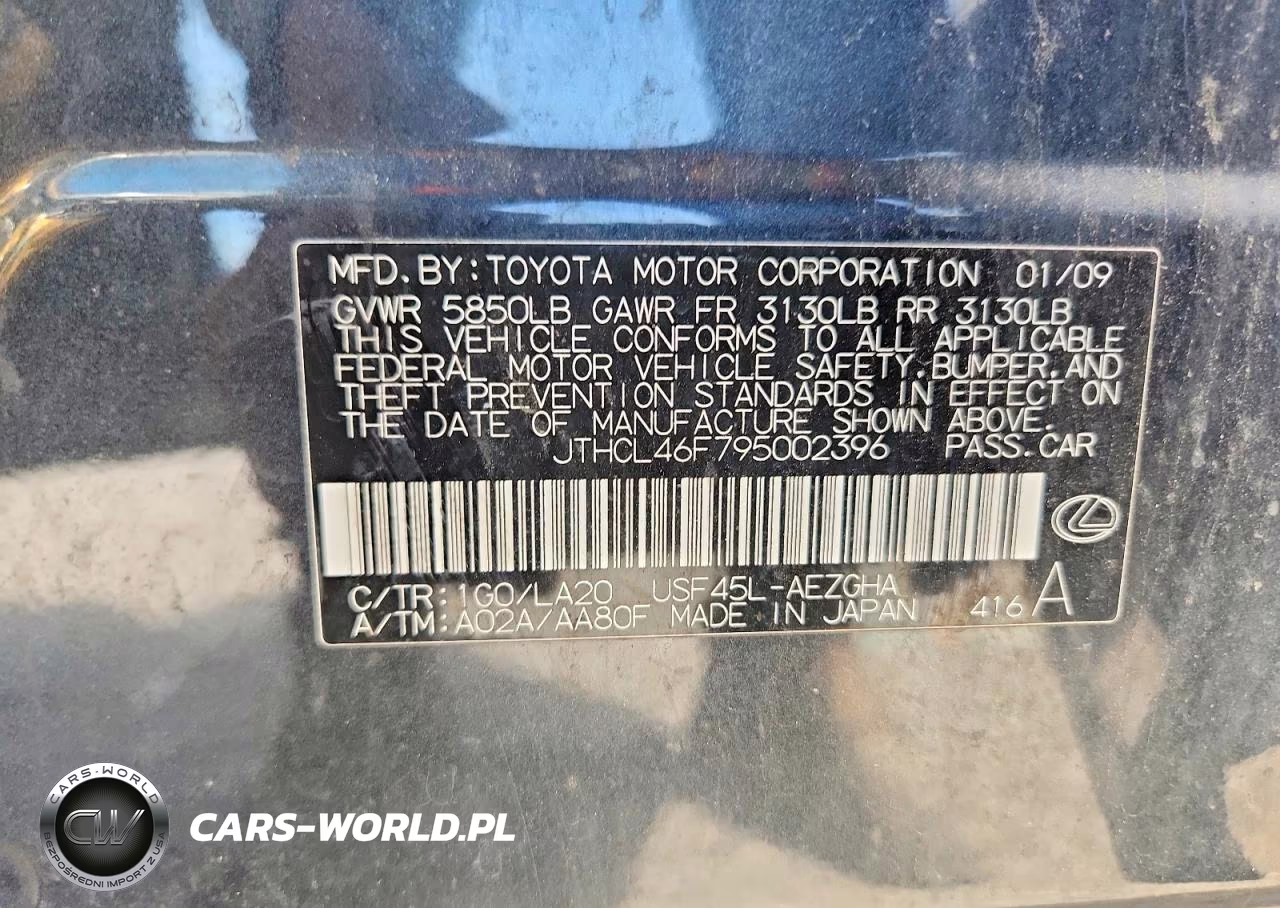 2009 Lexus Ls 460 VIN:JTHCL46F795002396 - 13