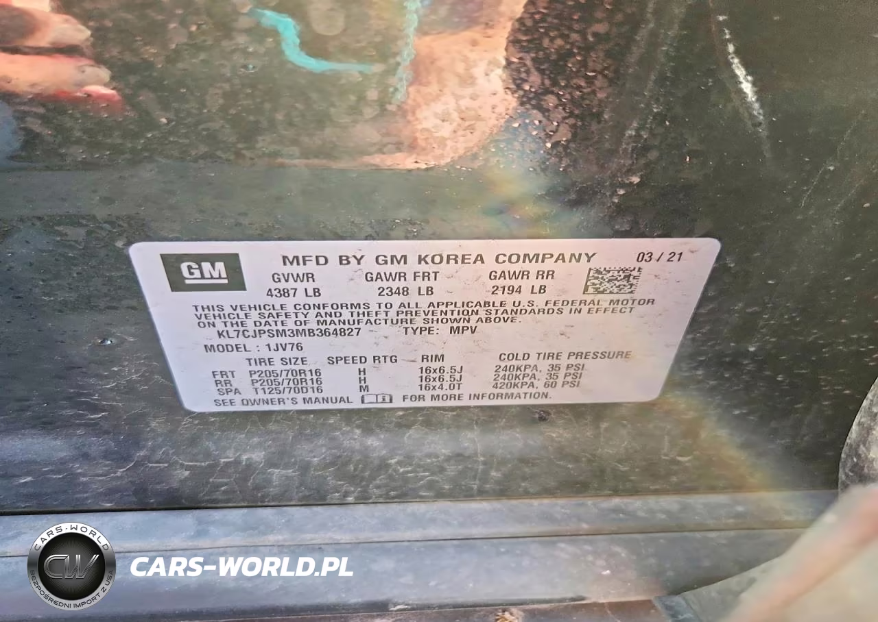 2021 Chevrolet Trax 1Lt VIN:KL7CJPSM3MB364827 - 13
