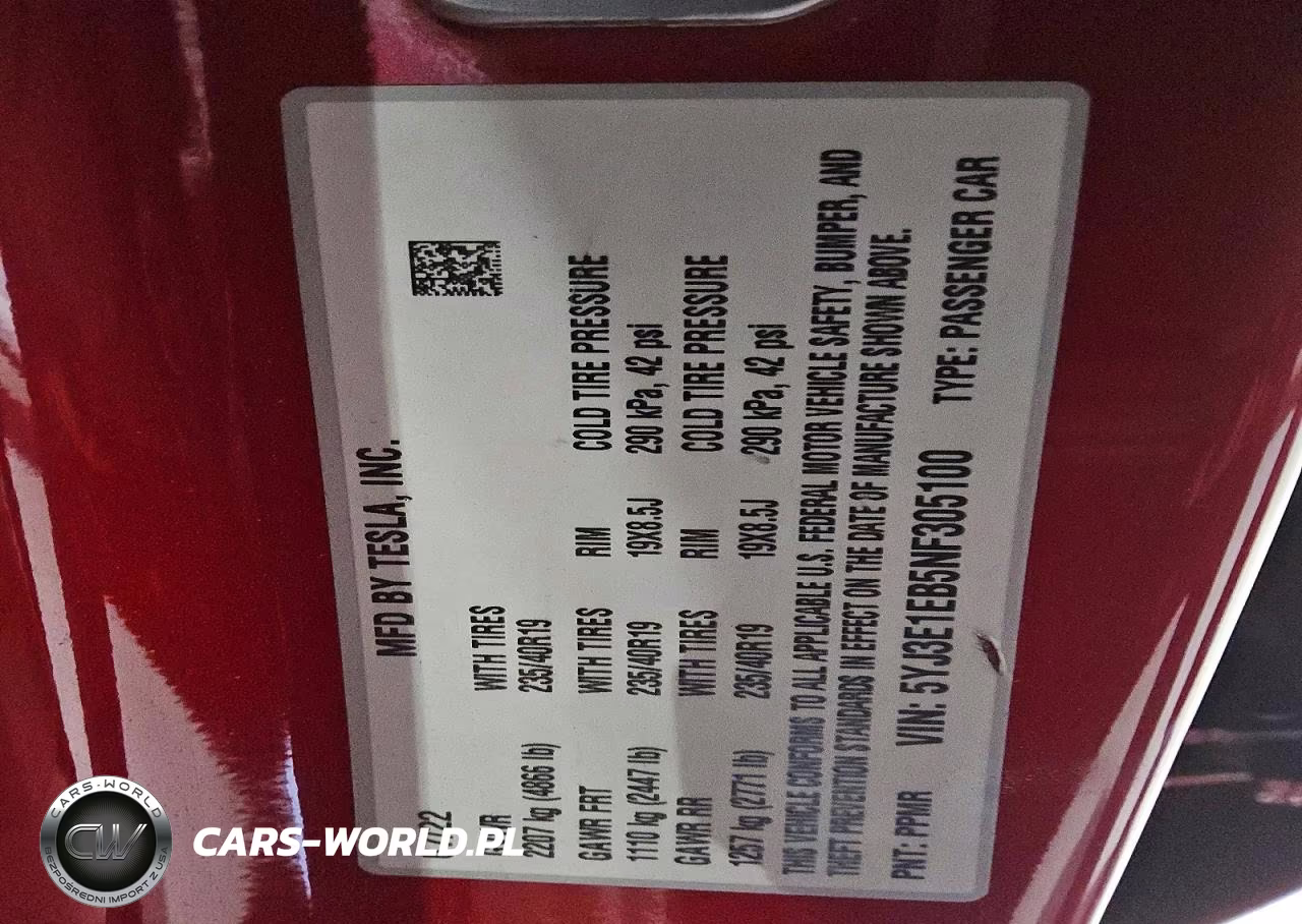 2022 Tesla Model 3 VIN:5YJ3E1EB5NF305100 - 12