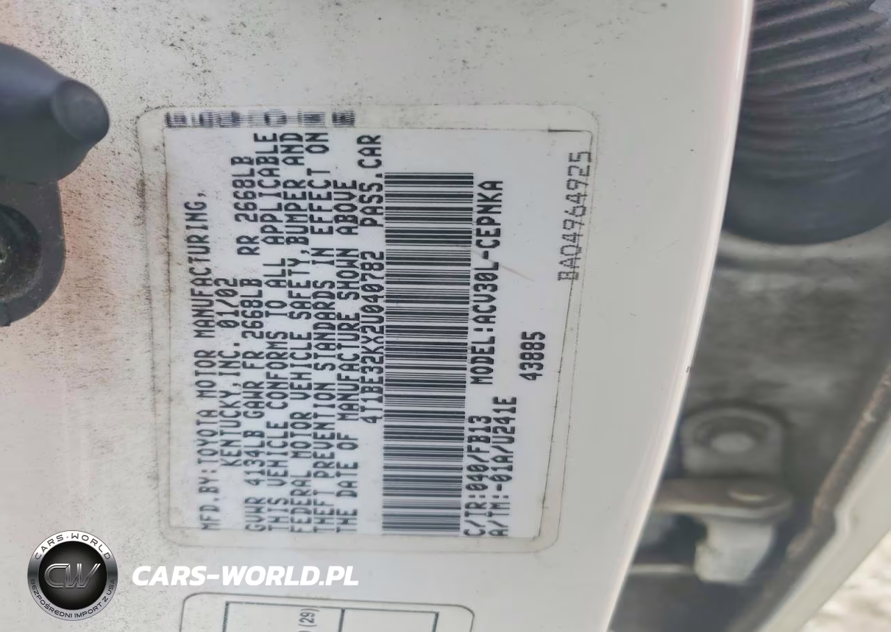 2002 Toyota Camry Le VIN:4T1BE32KX2U040782 - 12