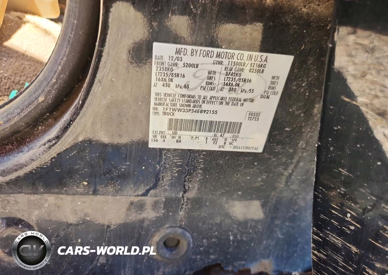 2004 Ford F350 VIN:1FTWW33P54EB92155 - 13