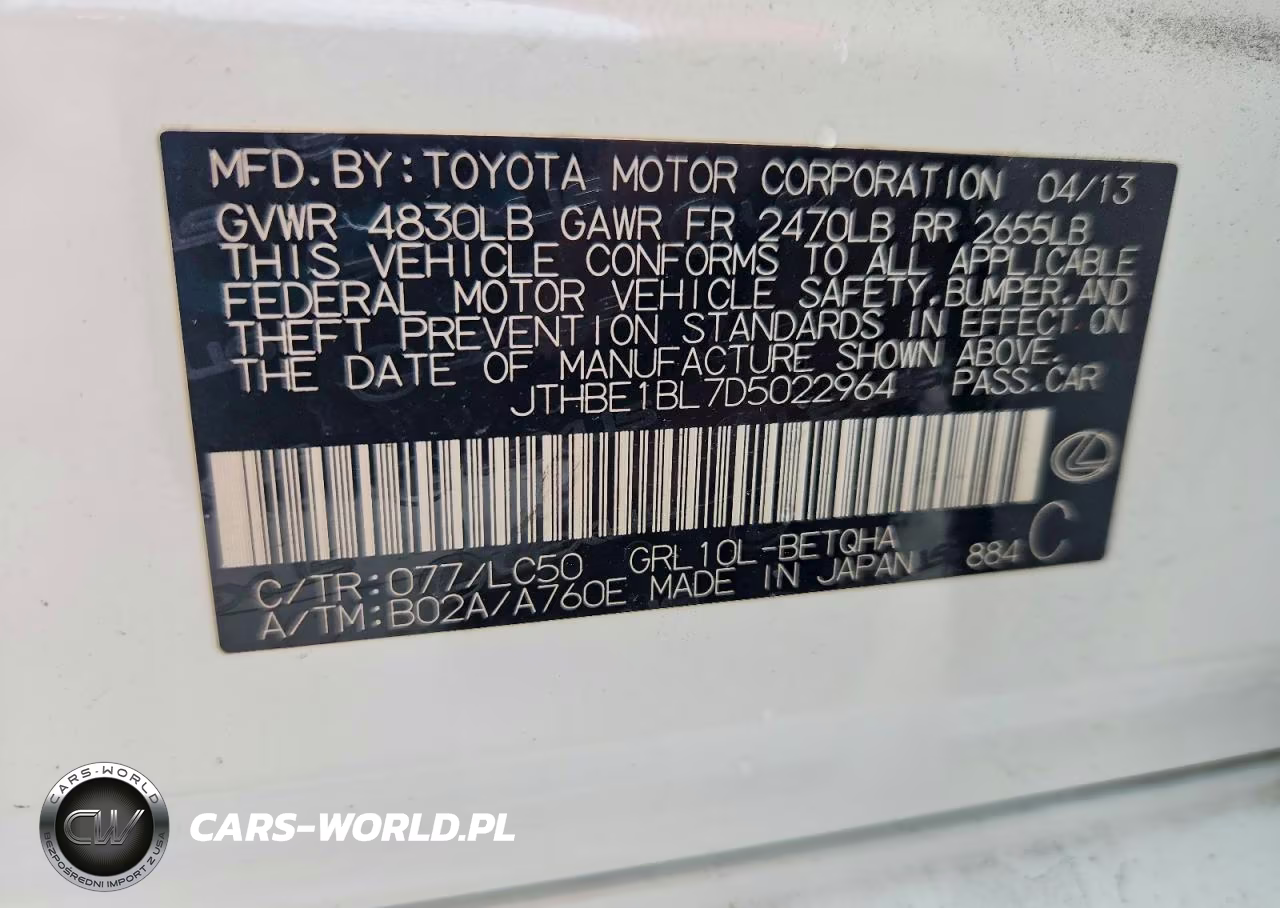 2013 Lexus Gs 350 VIN:JTHBE1BL7D5022964 - 12