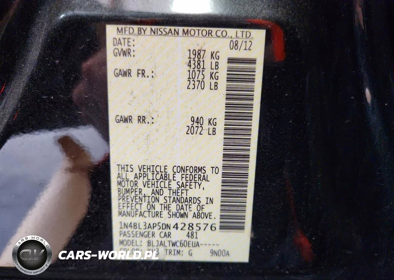 2013 Nissan Altima 3.5 Sv VIN:1N4BL3AP5DN428576 - 13