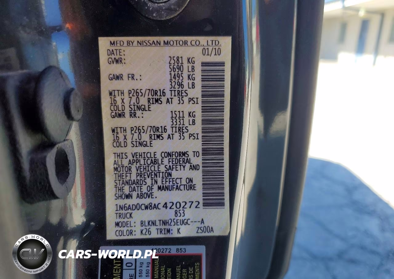 2010 Nissan Frontier Se V6 VIN:1N6AD0CW8AC420272 - 12