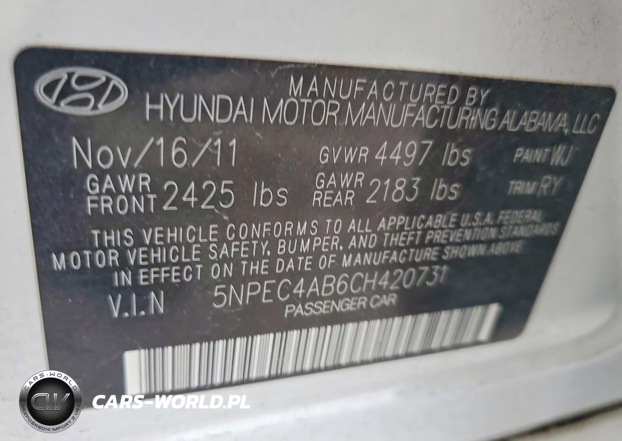 2012 Hyundai Sonata Se 2.0T VIN:5NPEC4AB6CH420731 - 12